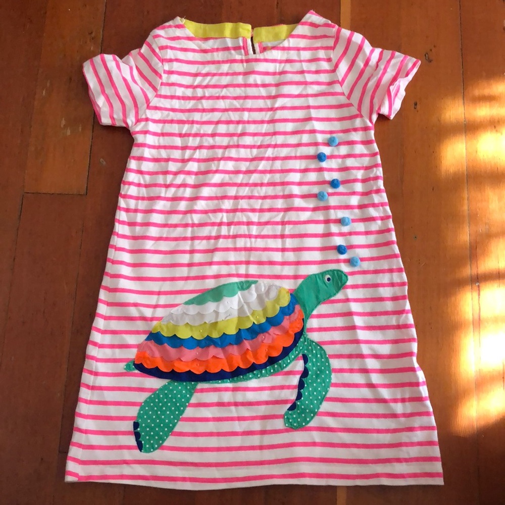Mini Boden Bright Pink Turtle Dress